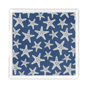 Starfish Pattern Blue Acrylic Tray