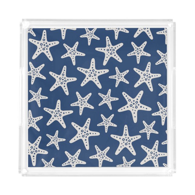 Starfish Pattern Blue Acrylic Tray (Front)