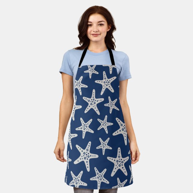 Starfish Pattern Blue Apron (Worn)