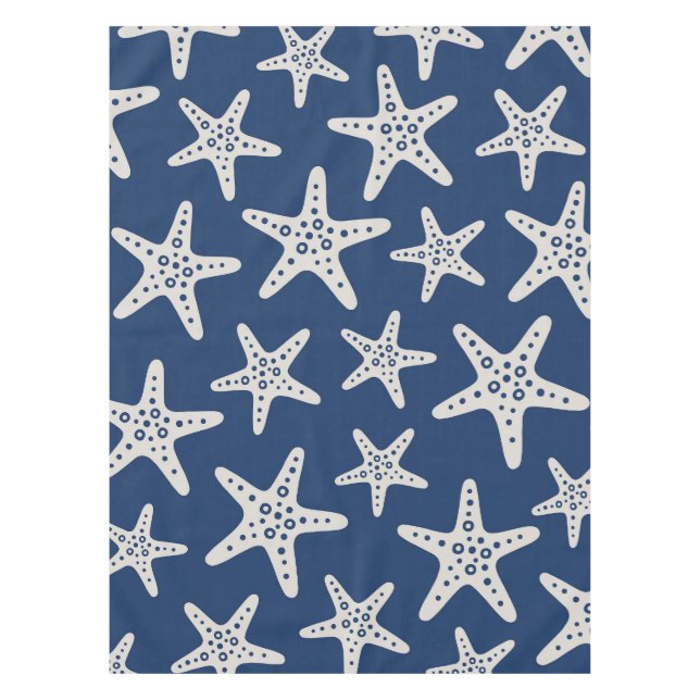 Starfish Pattern Blue Tablecloth (Front)