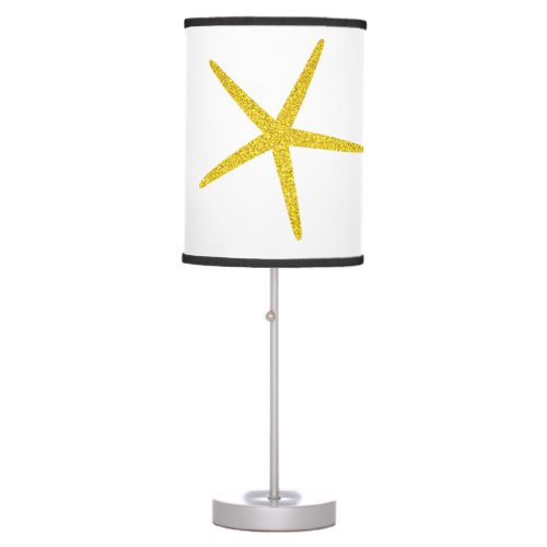 Starfish Pattern Glittery Golden White Gift Favor Table Lamp