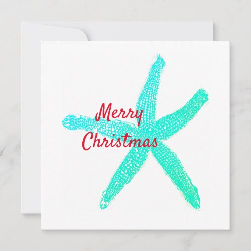 Starfish Pattern Green Blue Red Merry Christmas