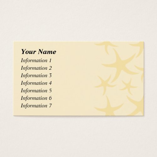 Starfish Pattern in Pastel Yellow. Business Card Templates