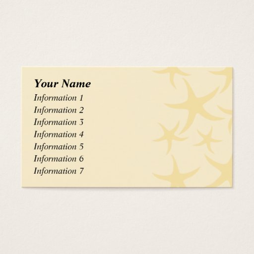 Customizable Starfish Pattern in Pastel Yellow. Business Card Templates