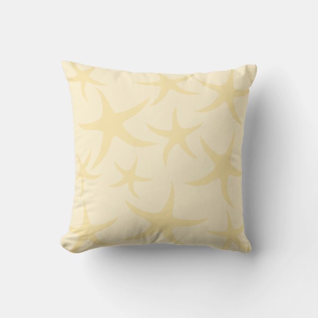 Starfish Pattern in Pastel Yellow. Throw Pillow (Front)
