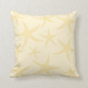 Starfish Pattern in Pastel Yellow. Throw Pillow
