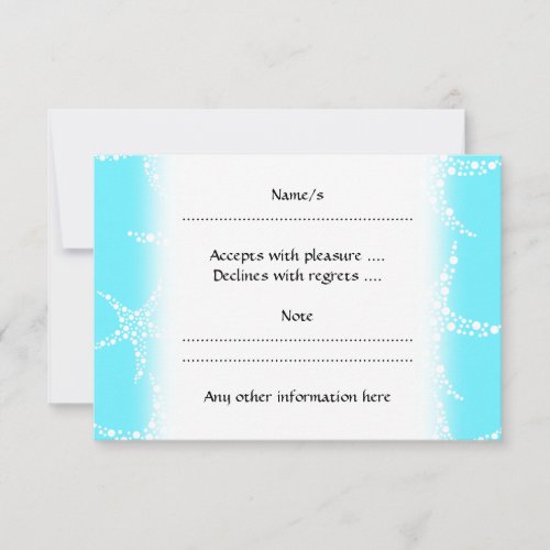 Starfish Pattern in Turquoise and White. Invitations