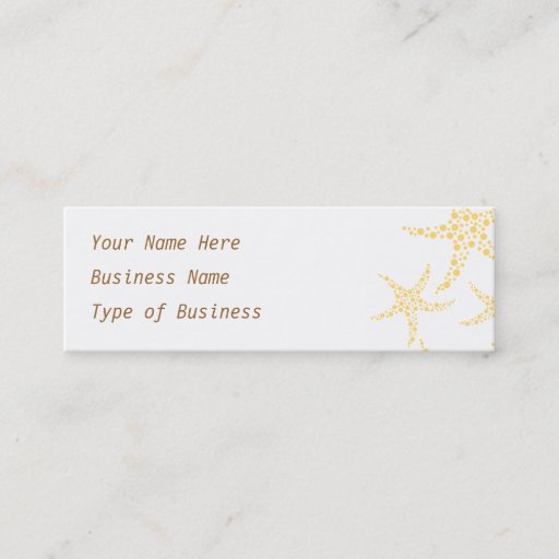 Customizable Starfish Pattern in Yellow and White. Business Card