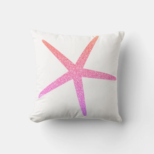 Starfish Pattern Large Big Glittery Rose Gold Pink Throw Pillow