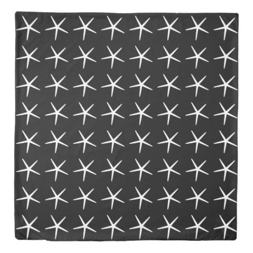Starfish Pattern Nautical Black White Beach Cool Duvet Cover