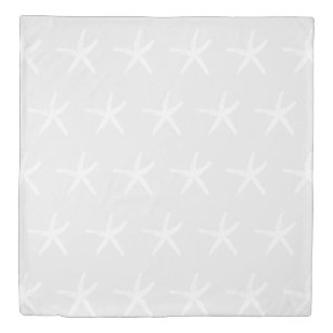 Starfish Pattern Nautical Grey Gray White Beach Duvet Cover