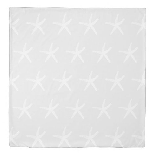 Starfish Pattern Nautical Grey Gray White Beach Duvet Cover