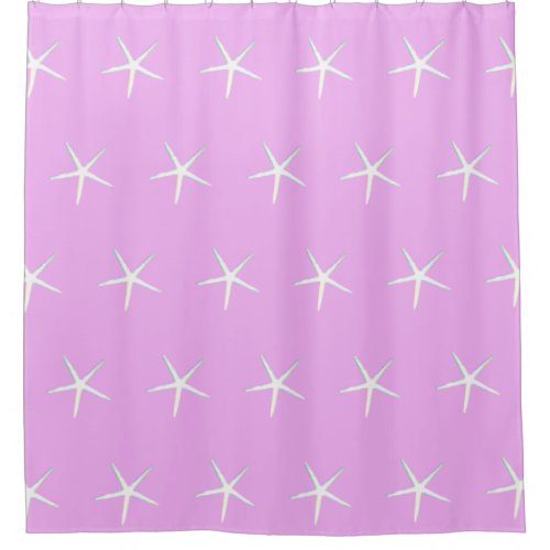 Starfish Pattern Nautical Purple Lavender Cute Shower Curtain