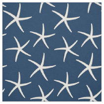 Starfish Pattern Navy Blue Beach Theme Nautical Fabric