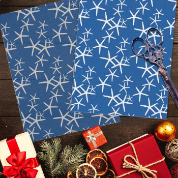 Starfish Pattern Navy Blue Tissue Paper by holiday_store at Zazzle