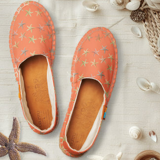 Starfish Pattern on Coral Orange Espadrilles