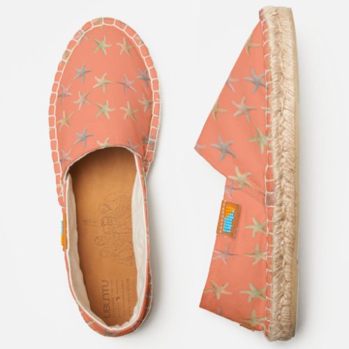 Starfish Pattern on Coral Orange Espadrilles