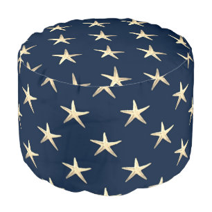 Starfish pattern on Solid Background Pouf
