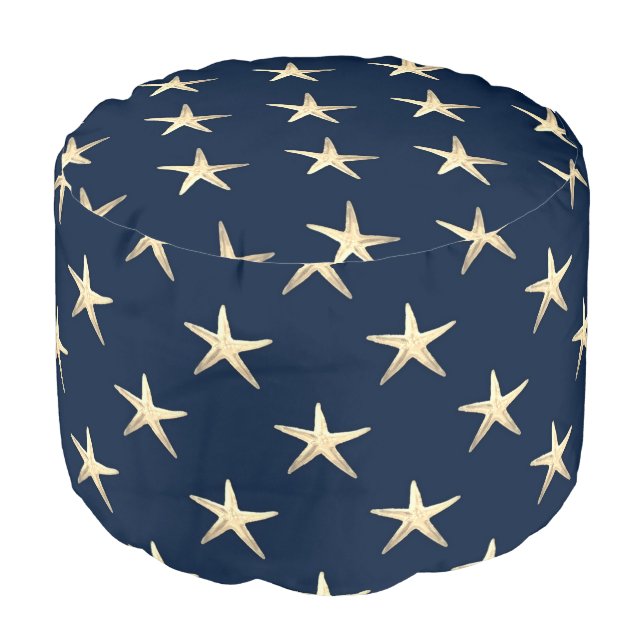 Starfish pattern on Solid Background Pouf (Angled Front)