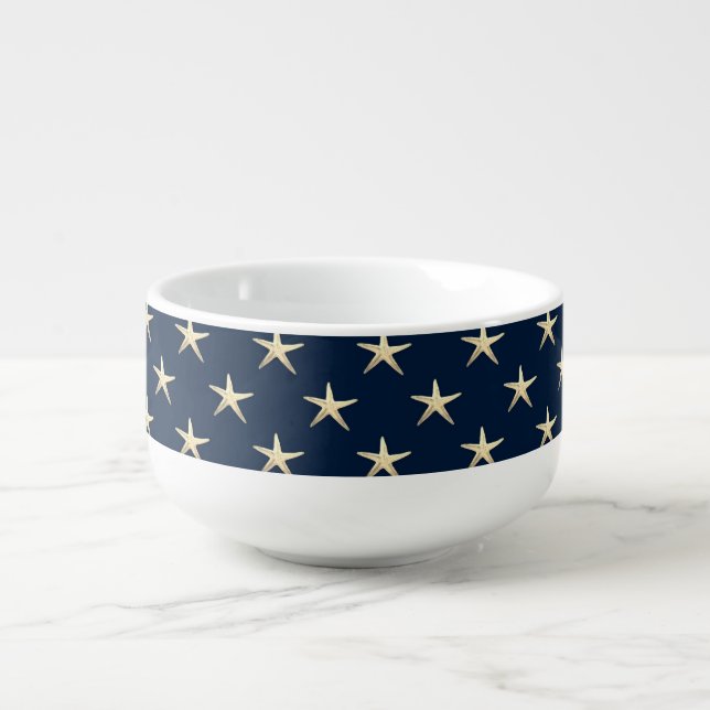 Starfish pattern on Solid Background  Soup Mug (Front)