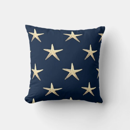 Starfish pattern on Solid Background Throw Pillow