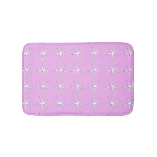 Starfish Pattern Pink Purple Lavender Beach Decor Bath Mat