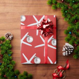 Starfish Pattern Red Christmas Gift Wrap
