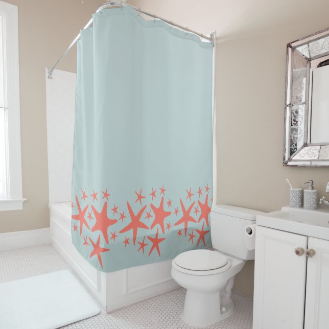 Starfish Pattern Shower Curtain (In Situ)