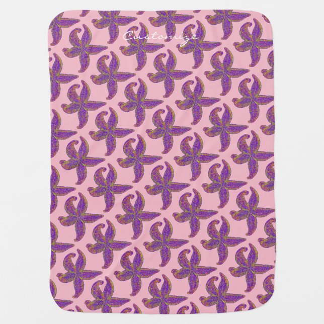 starfish pattern Thunder_Cove pink/blue Receiving Blanket (Front)