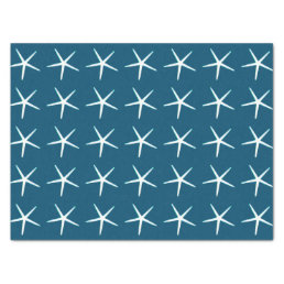 Starfish Pattern White Blue Cute Elegant Nautical  Tissue Paper