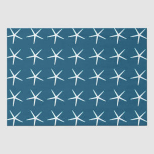 Starfish Pattern White Blue Cute Elegant Nautical Tissue Paper