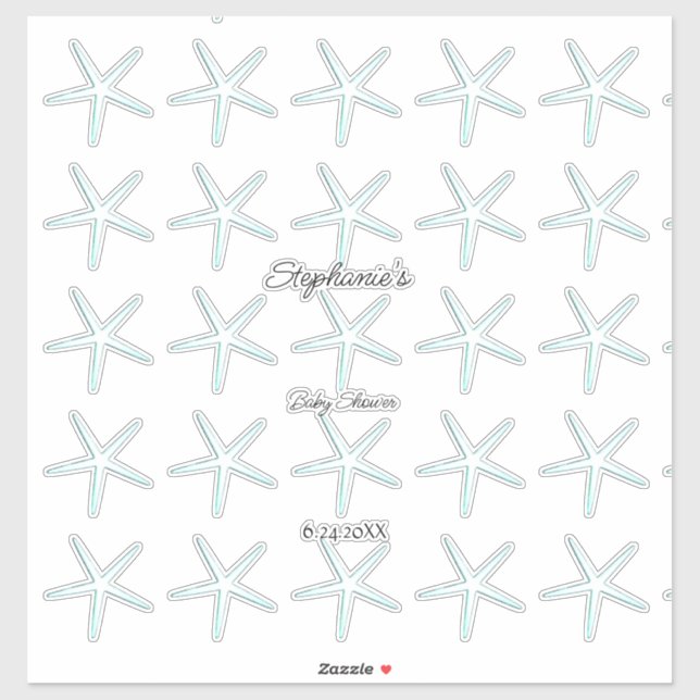 Starfish Patterns Baby Shower Boy Girl 2023 Cute Sticker (Sheet)