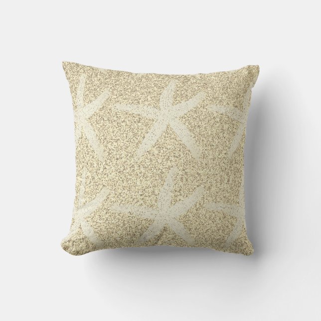 Starfish Patterns Gold Glitter Nautical Cute Gift  Outdoor Pillow (Front)