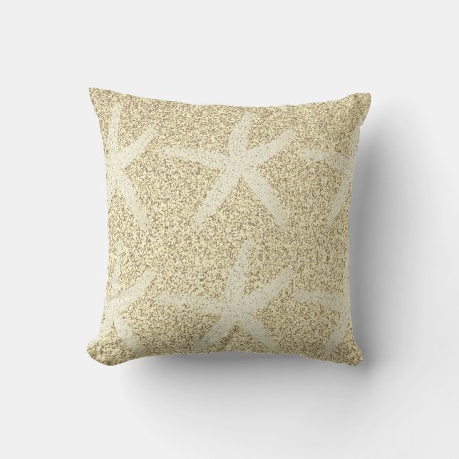 Starfish Patterns Gold Glitter Nautical Cute Gift  Throw Pillow (Front)