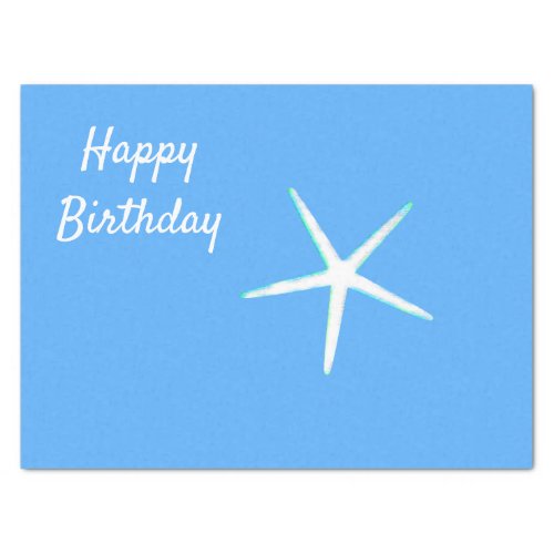 Starfish Patterns Happy Birthday Nautical Blue Tissue Paper