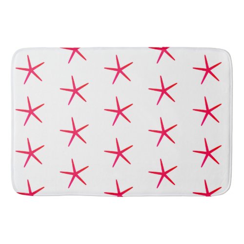 Starfish Patterns Nautical Beach Coral Pink Girly Bath Mat