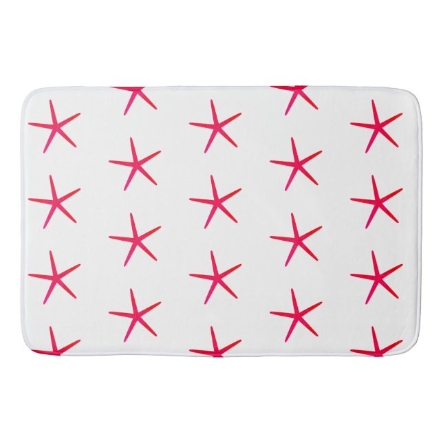 Starfish Patterns Nautical Beach Coral Pink Girly Bath Mat (Front)