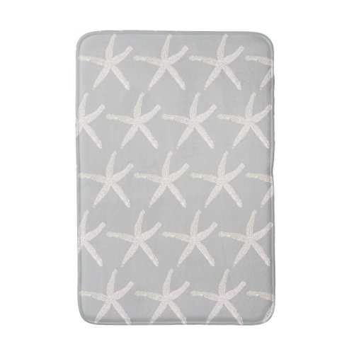 Starfish Patterns Nautical Beach Grey White Cute Bath Mat