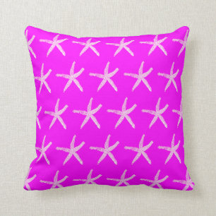 Starfish Patterns Nautical Beach Hot Pink Girly Throw Pillow