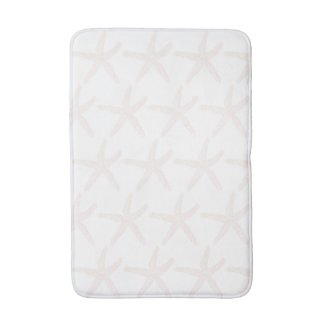 Starfish Patterns Nautical Beach Peach White Cute Bath Mat