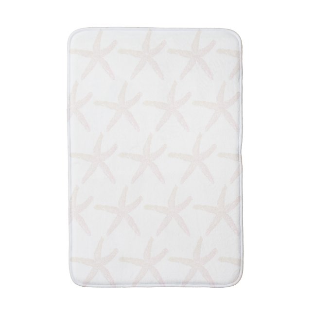 Starfish Patterns Nautical Beach Peach White Cute Bath Mat (Front Vertical)