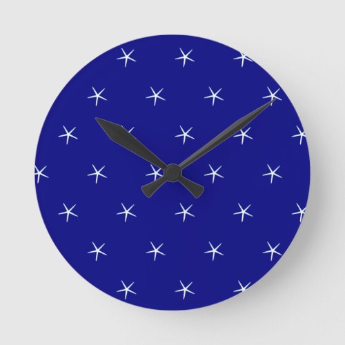 Starfish Patterns Navy Blue Custom Nautical Gift Round Clock