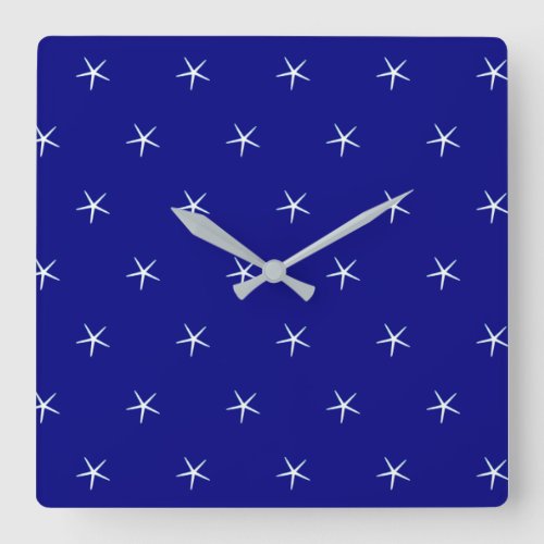 Starfish Patterns Navy Blue Custom Nautical Gift Square Wall Clock