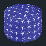 Starfish Patterns Navy Blue Nautical Beach Decor Pouf<br><div class="desc">Printed with cute starfish patterns in solid blue background! You may change the background color as you like.</div>