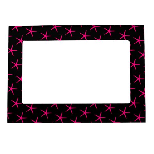 Starfish Patterns Pink Black Beach Nautical Cute Magnetic Frame