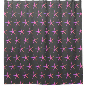 Starfish Patterns Pink Grey Gray Beach Nautical Shower Curtain