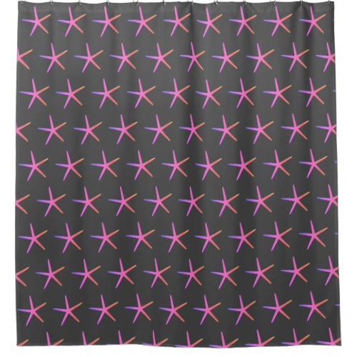 Starfish Patterns Pink Grey Gray Beach Nautical Shower Curtain