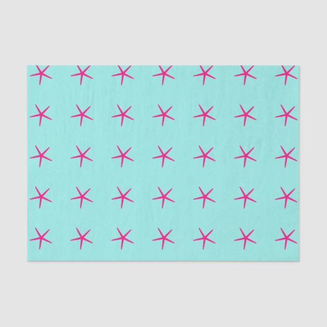 Starfish Patterns Pink Teal Blue Custom Birthdays  Tissue Paper (Front)