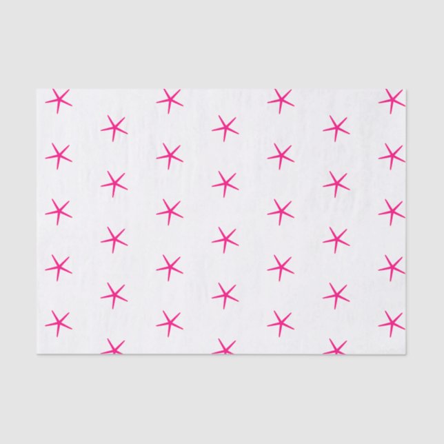Starfish Patterns Pink White Beach Nautical 2022 Tissue Paper (Front)