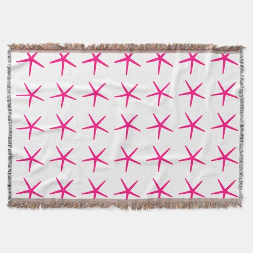 Starfish Patterns Pink White Beach Nautical Cute Throw Blanket
